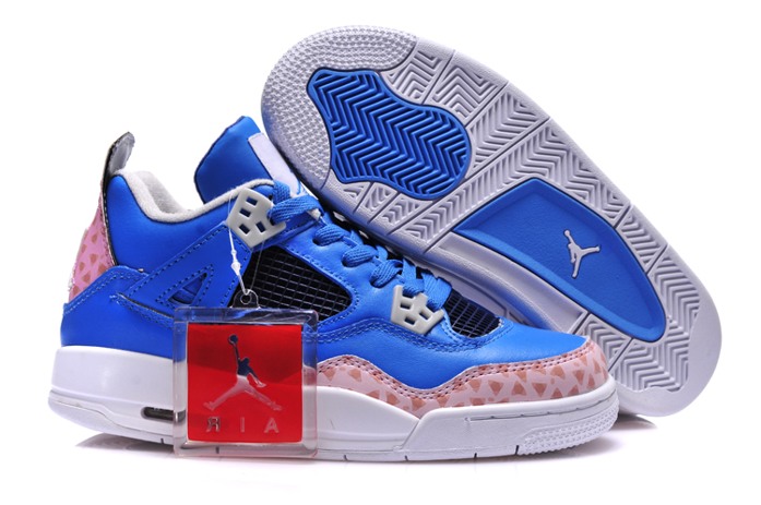 Air Jordan Iv 4 Retro Chaussures Femmes Nouveau Bleu